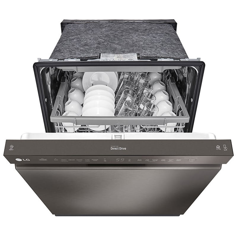 LG 24 in. Front Control Dishwasher with 48 dBa Sound Level, 3rd-Rack, Dynamic Dry & Pocket - Black Stainless, Black Stainless, hires