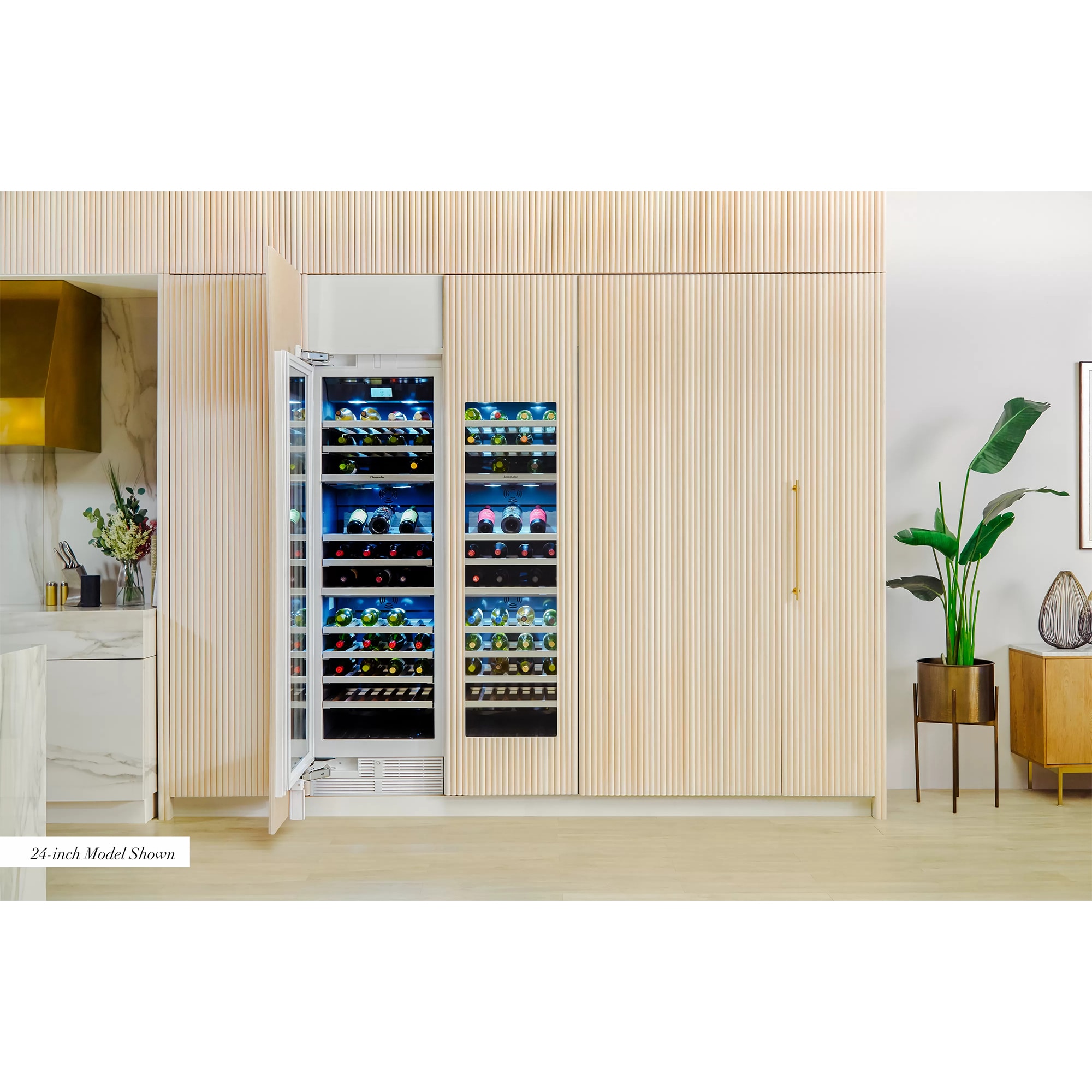 Thermador Freedom Collection 18 in. Built-in Smart Wine Cooler with Wood Racks, Dual Temperature Zones & 58 Bottle Capacity - Custom Panel Ready, , hires