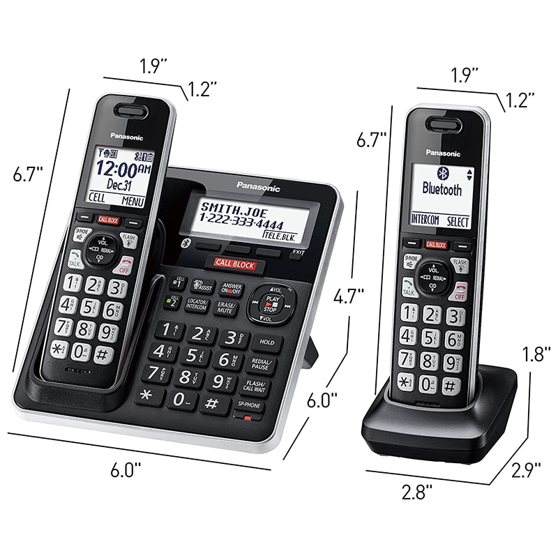 Panasonic Cordless Phone with Advanced Call Block, One-Ring Scam Alert, and 2-Way Recording with Answering Machine, 3 Handsets - Black, , hires