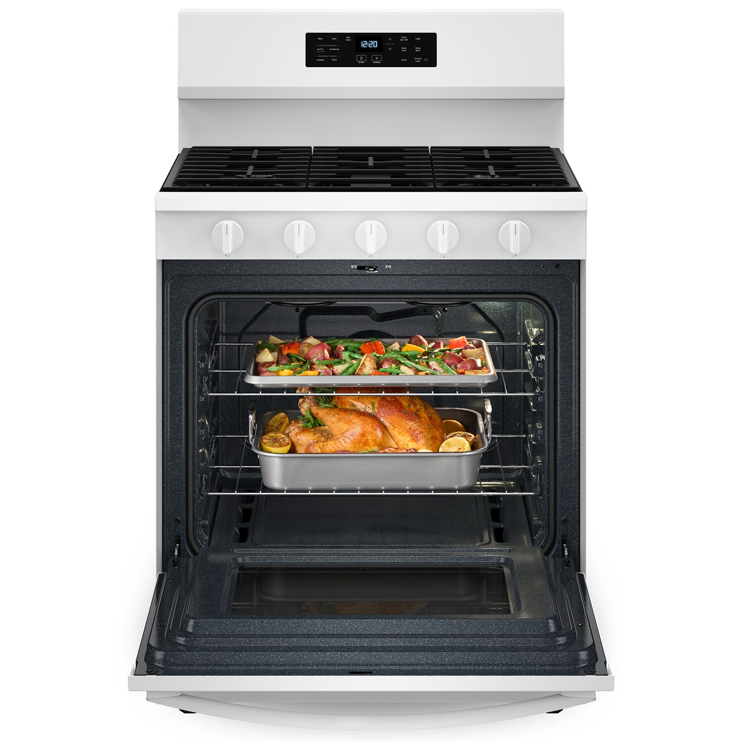 Whirlpool 30 in. 5 cu. ft. Air Fry Standard Convection Gas Range with 5 Sealed Burners - White, White, hires