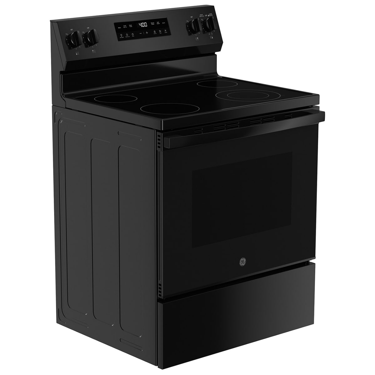 GE 400 Series 30 in. 5.3 cu. ft. Smart Electric Range with Radiant Burners - Black, Black, hires
