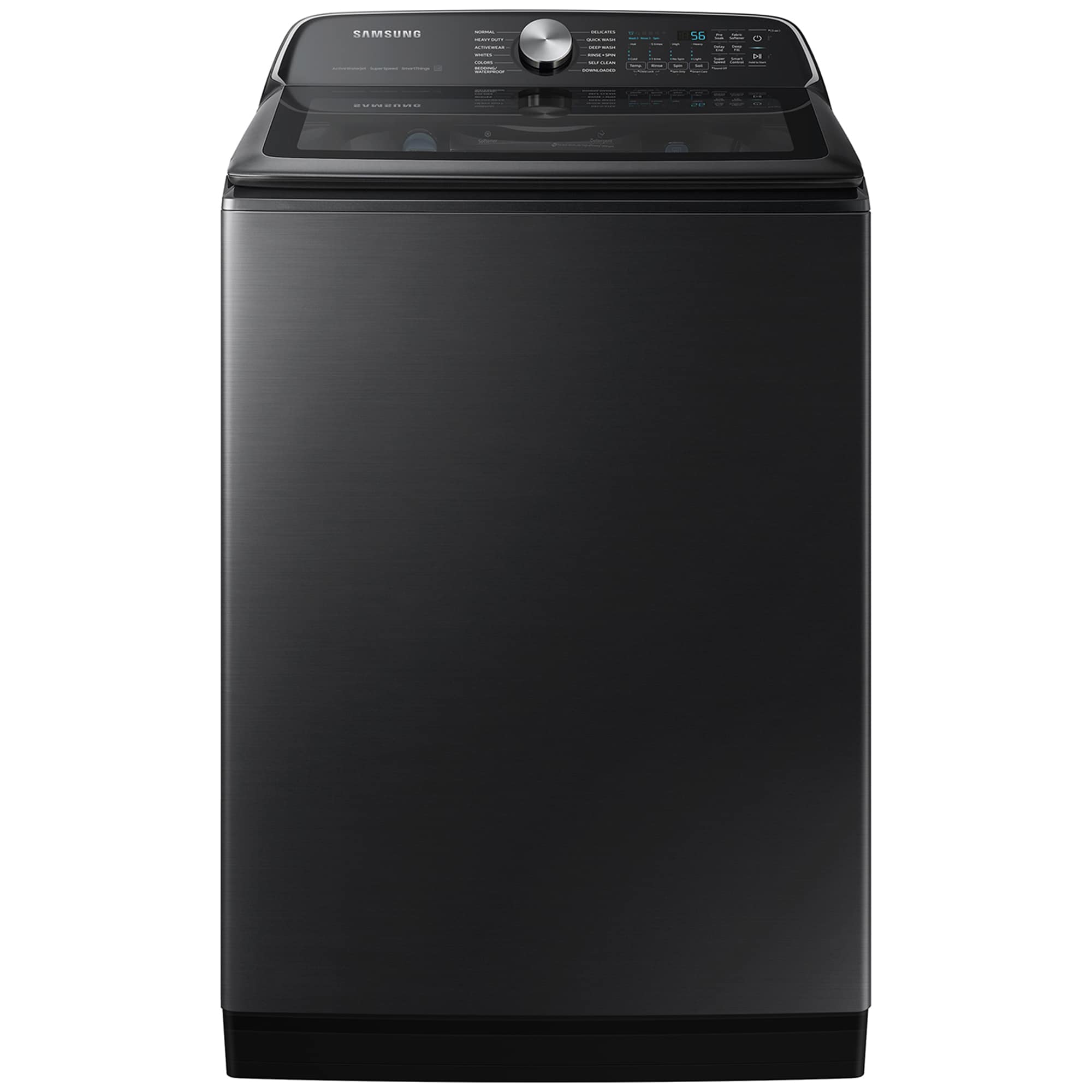 Samsung 27 in. 5.4 cu. ft. Smart Top Load Washer with ActiveWave Agitator and Super Speed Wash - Brushed Black, Brushed Black, hires