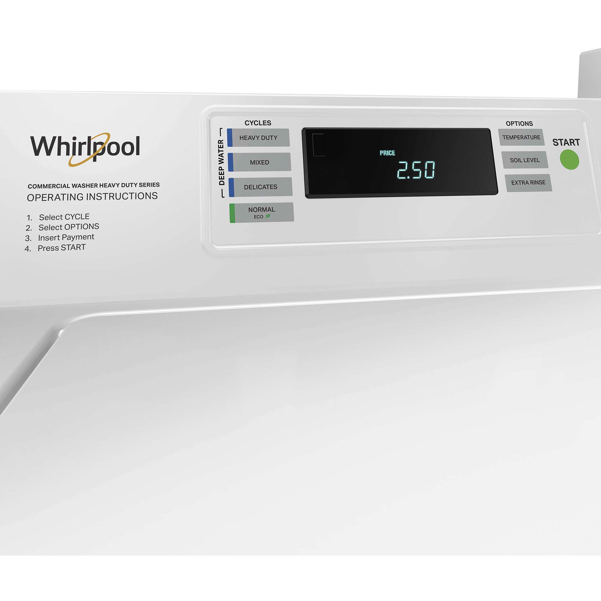 Whirlpool 27 in. 3.3 cu. ft. Smart Commercial Top Load Washer with Agitator, Factory-Installed Coin Drop & Coin Box - White, , hires