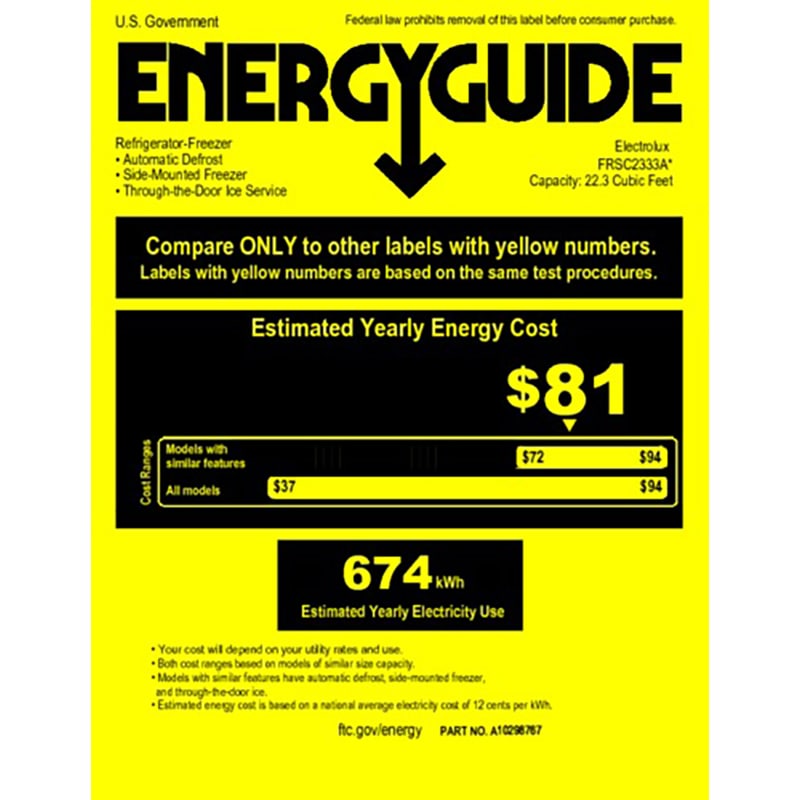 Frigidaire 36 in. 22.3 cu. ft. Counter Depth Side by Side Refrigerator with Ice & Water Dispenser - Stainless Steel, , hires