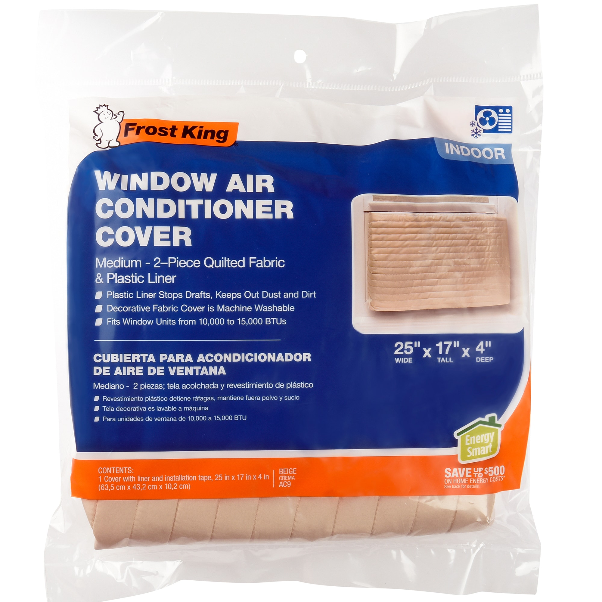 Frost King 2 Piece Quilted Indoor 17" x 25" Air Conditioner Cover, , hires