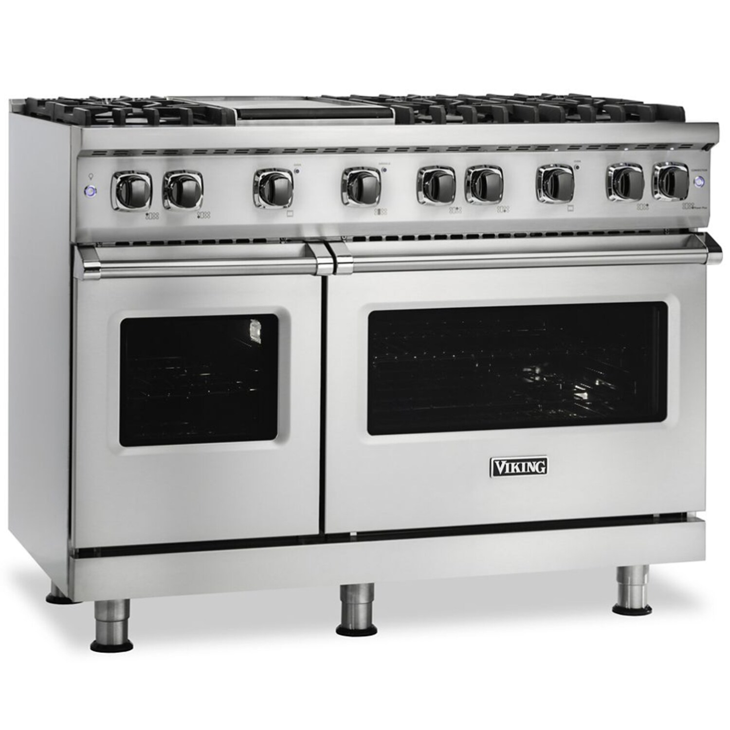 Viking 5 Series 48 in. 6.1 cu. ft. Standard Convection Double Oven Gas Range with 6 Sealed Burners & Griddle - Stainless Steel, , hires