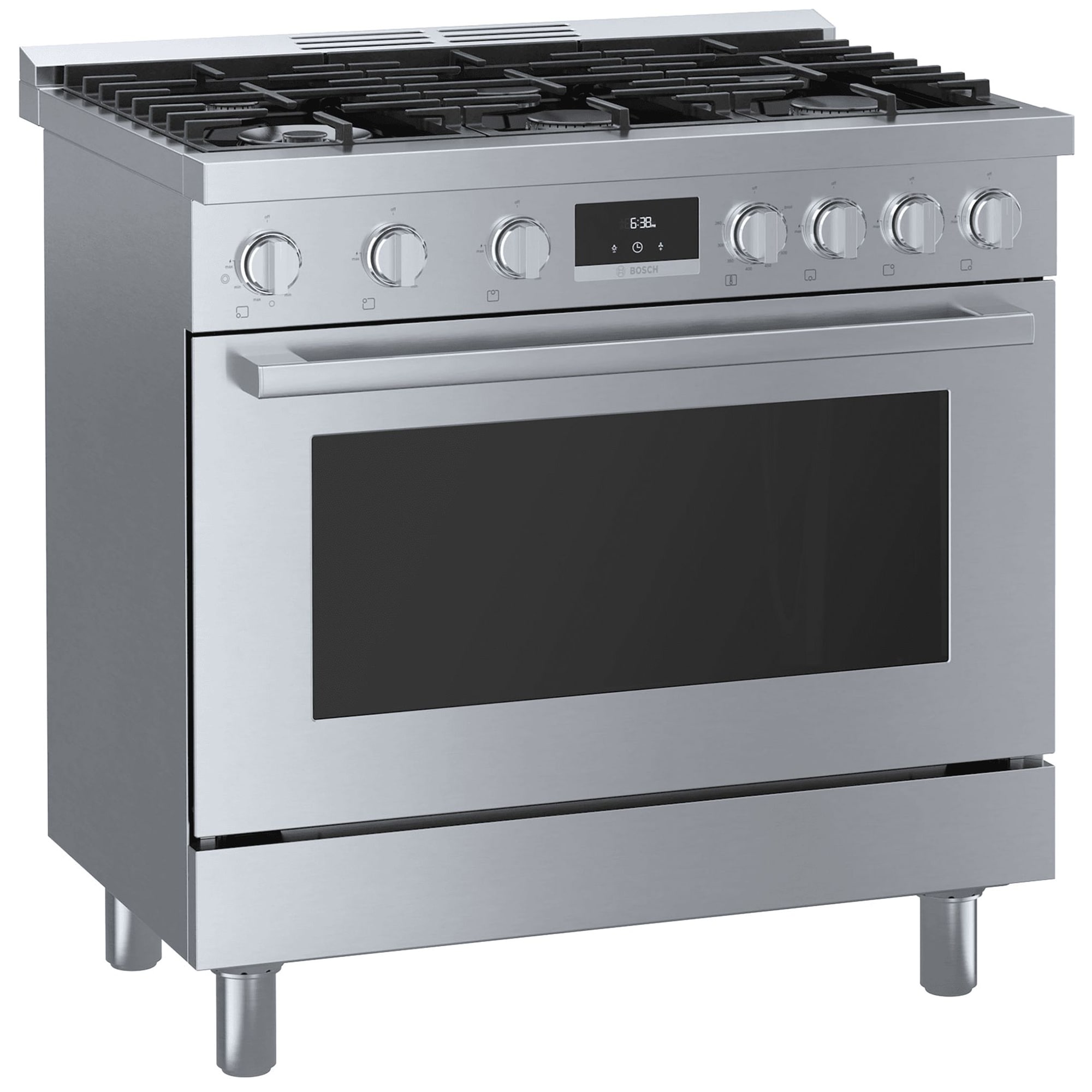 Bosch 800 Series 36 in. 3.7 cu. ft. True European Convection Dual Fuel Range with 6 Sealed Burners - Stainless Steel, , hires