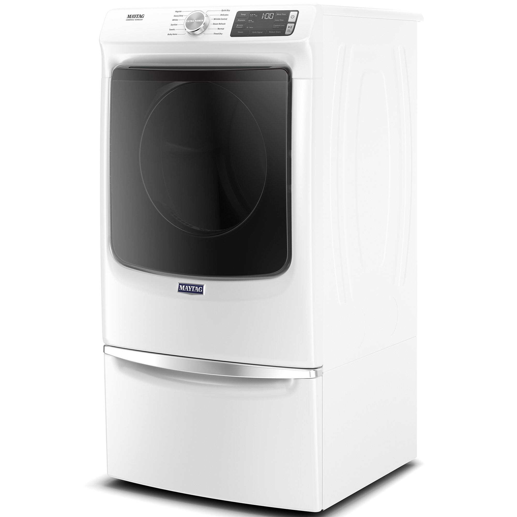 Maytag 27 in. 7.3 cu. ft. Stackable Gas Dryer with Extra Power, Sanitize, Steam & Quick Dry Cycle - White, White, hires