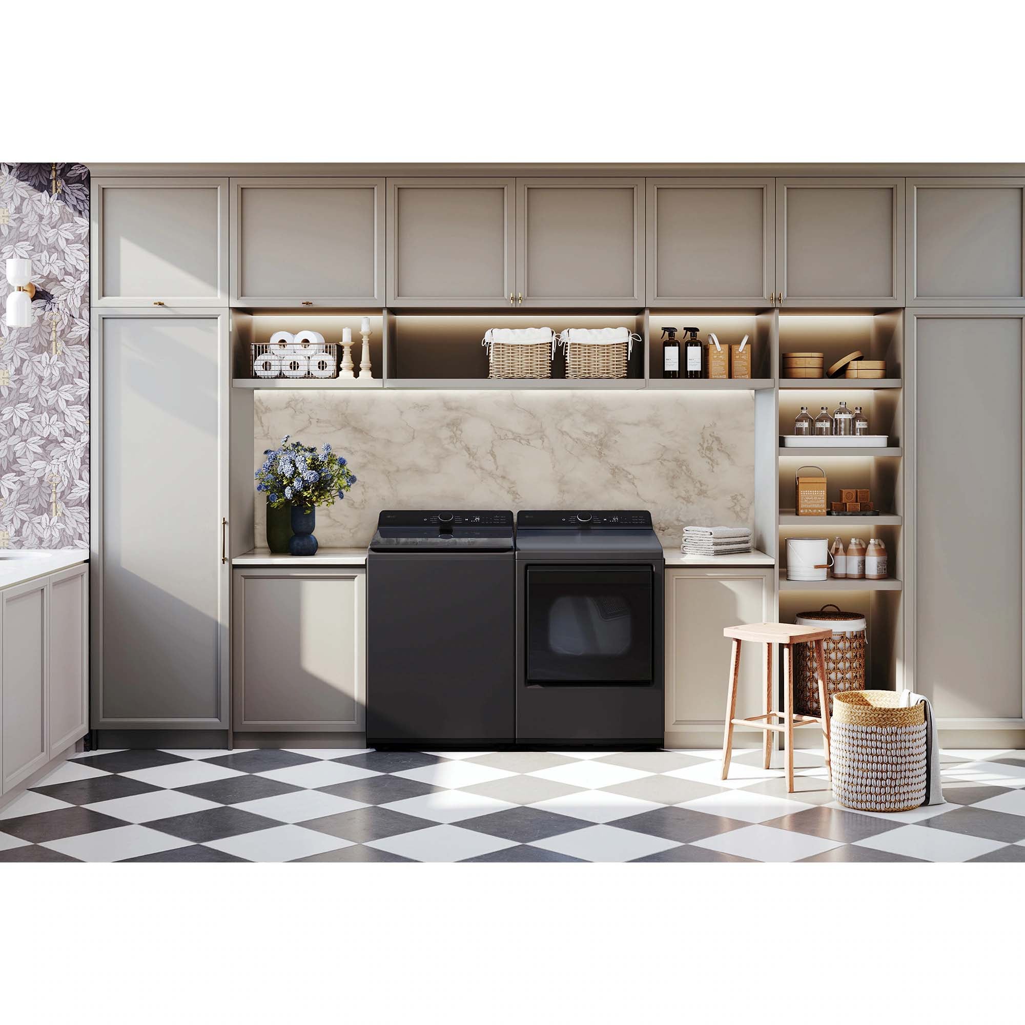 LG 27 in. 7.3 cu. ft. Smart Electric Dryer with EasyLoad Door & AI Sensor Dry - Matte Black, Matte Black, hires