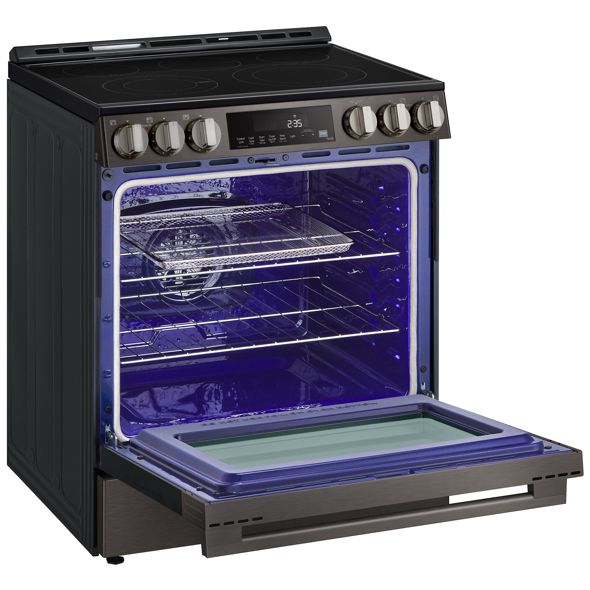 LG 30 in. 6.3 cu. ft. Smart Air-Fry Standard Convection Slide-In Electric Range with Radiant Burners - Black Stainless Steel, , hires