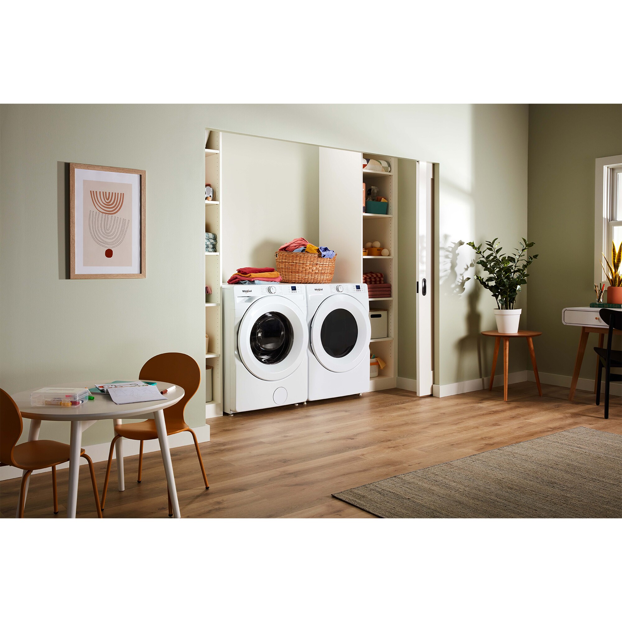 Whirlpool 27 in. 7.4 cu. ft. Stackable Electric Dryer with Quick Dry Cycle & Sanitize Cycle - White, , hires