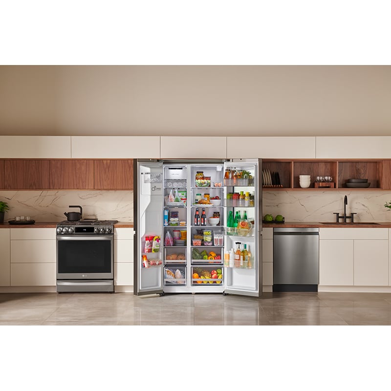 LG InstaView36 in. 27.1 cu. ft. Smart Side by Side Refrigerator with Ice & Water Dispenser - PrintProof Stainless Steel, PrintProof Stainless Steel, hires