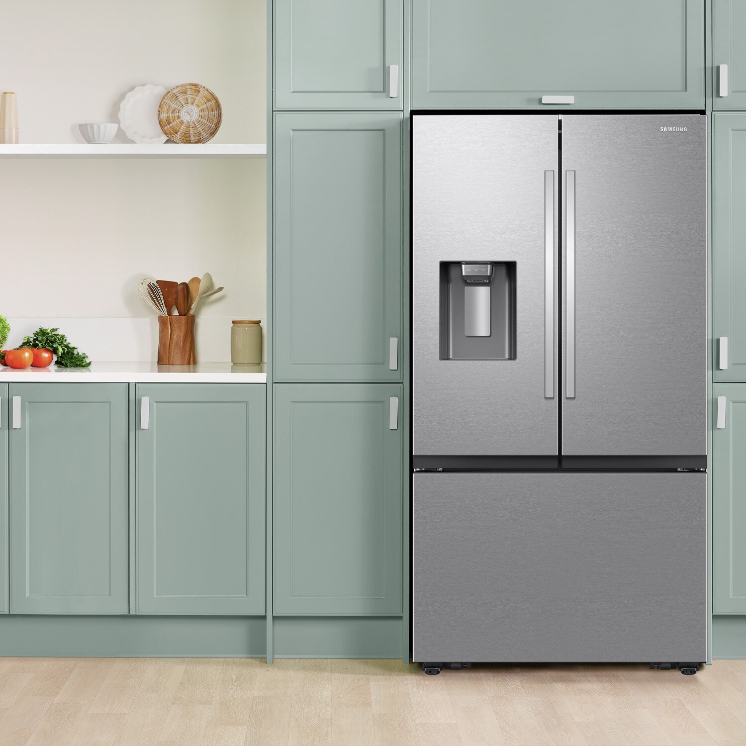 Samsung 36 in. 30.5 cu. ft. Smart French Door Refrigerator with Ice & Water Dispenser - Fingerprint Resistant Stainless, Fingerprint Resistant Stainless, hires