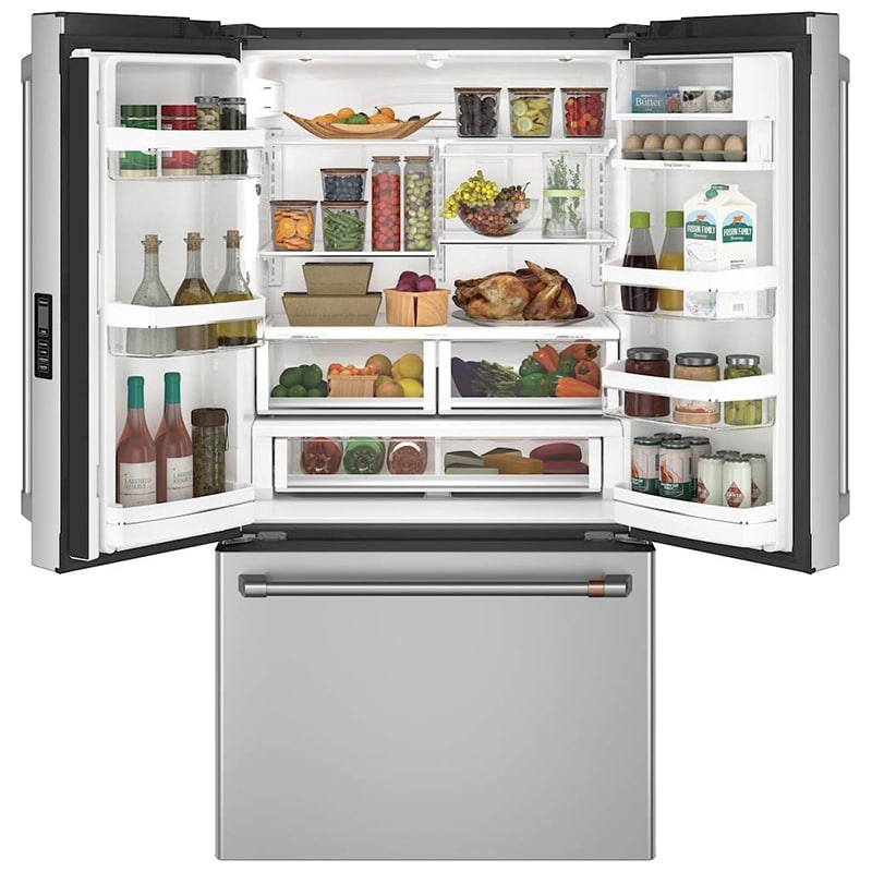 Cafe 36 in. 23.1 cu. ft. Smart Counter Depth French Door Refrigerator with Internal Water Dispenser - Stainless Steel, Stainless Steel, hires