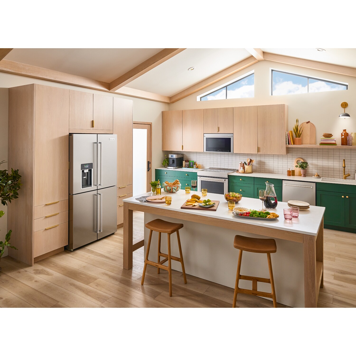 KitchenAid 36 in. 19.1 cu. ft. Counter Depth 4-Door French Door Refrigerator with Ice & Water Dispenser - Fingerprint Resistant Stainless, , hires