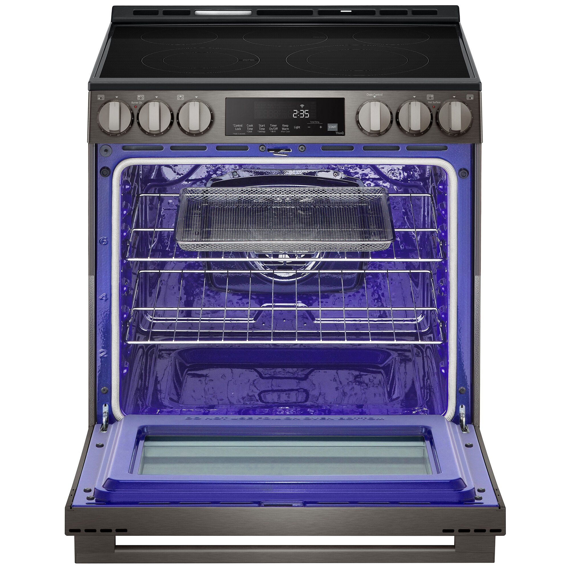 LG 30 in. 6.3 cu. ft. Smart Air-Fry Standard Convection Slide-In Electric Range with Radiant Burners - Black Stainless Steel, , hires