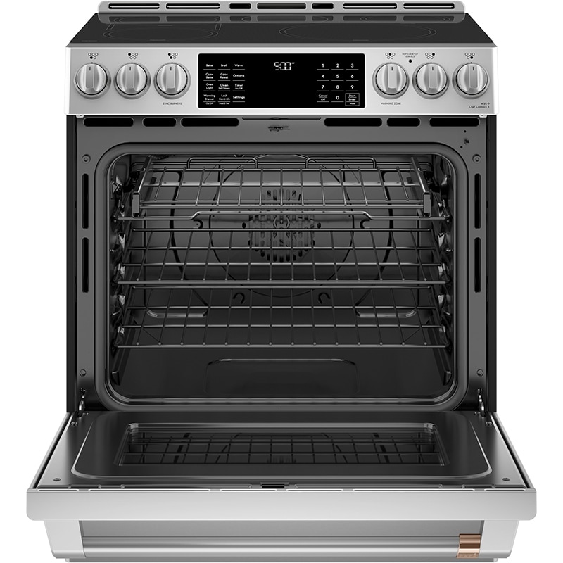Cafe 30 in. 5.7 cu. ft. Smart Air Fry True European Convection Slide-In Electric Range with 5 Induction Burners - Stainless Steel, Stainless Steel, hires