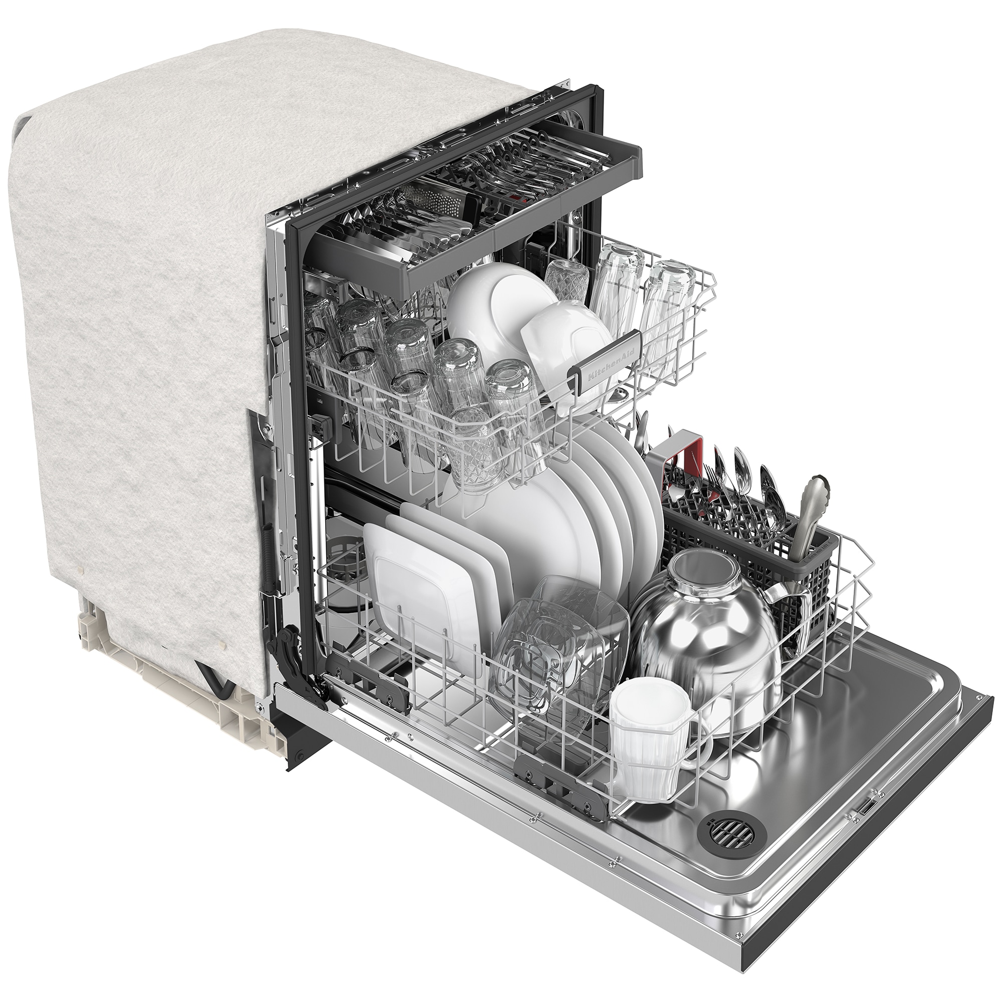 KitchenAid 24 in. Front Control Dishwasher with 39 dBa Sound Level, 3rd-Rack & Pocket - Stainless Steel with PrintShield Finish, Stainless Steel with PrintShield Finish, hires