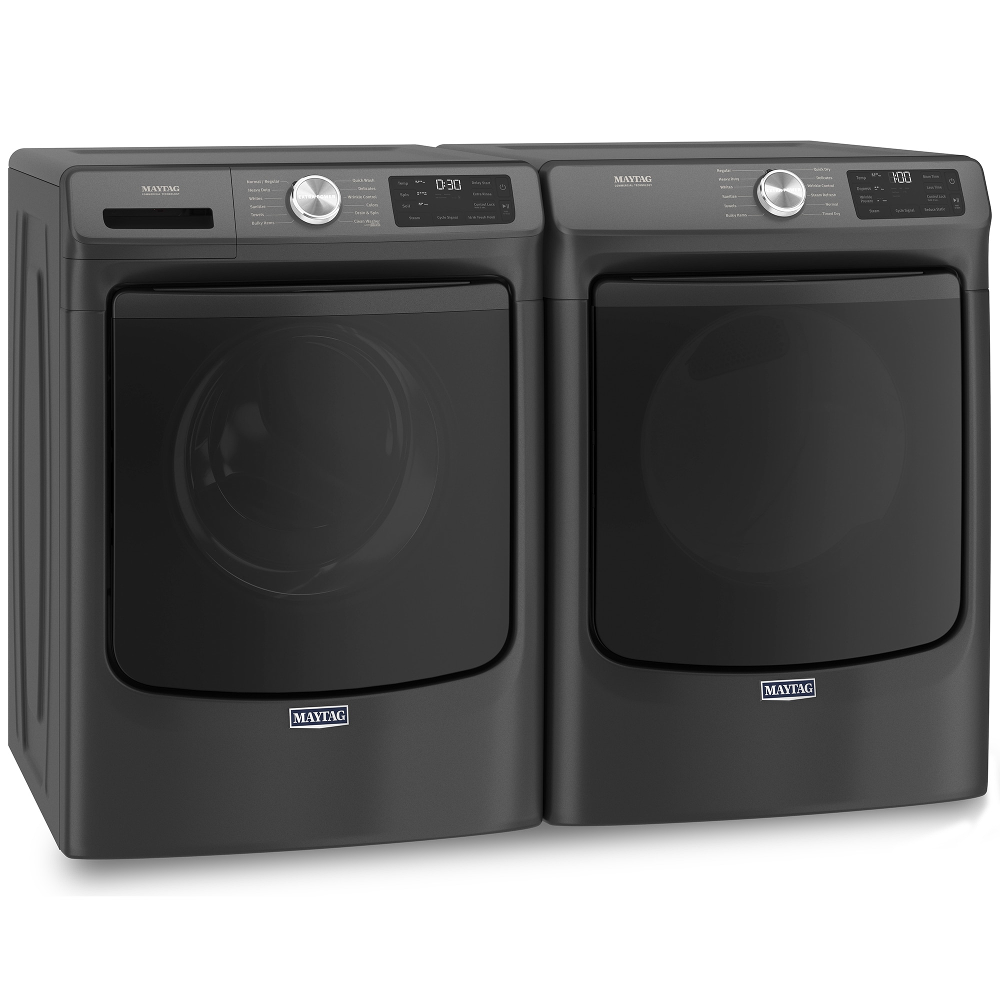 Maytag 27 in. 4.8 cu. ft. Stackable Front Load Washer with Extra Power and 16-Hr Fresh Hold - Volcano Black, Volcano Black, hires