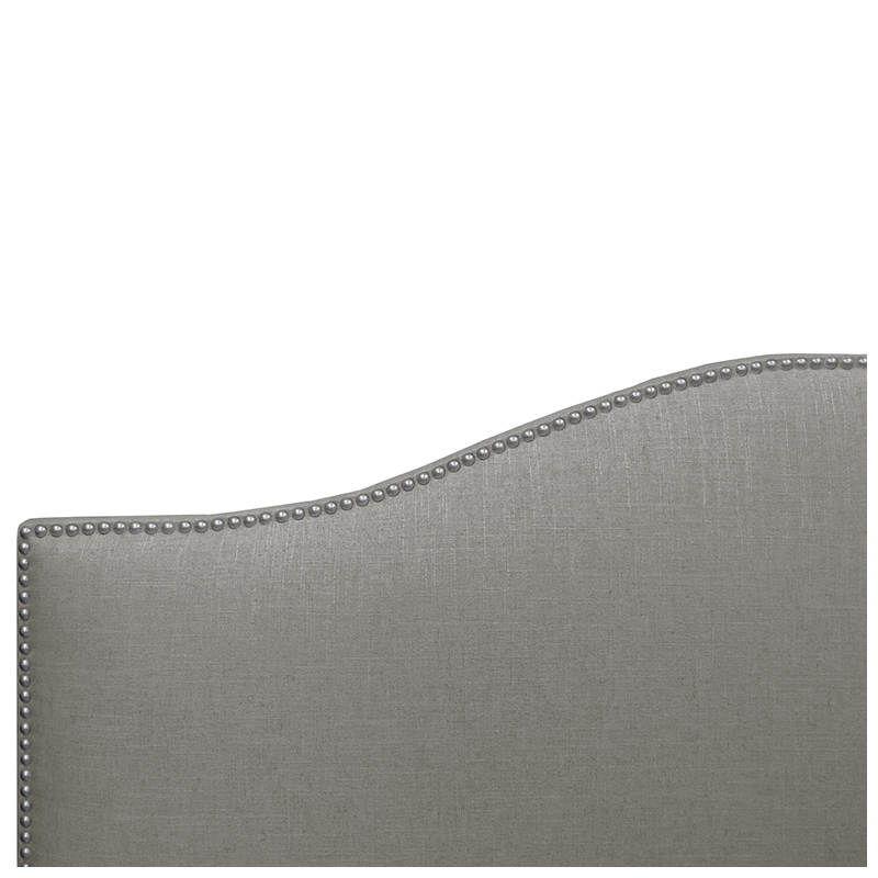 Skyline Twin Nail Button Bed in Linen - Grey, Grey, hires