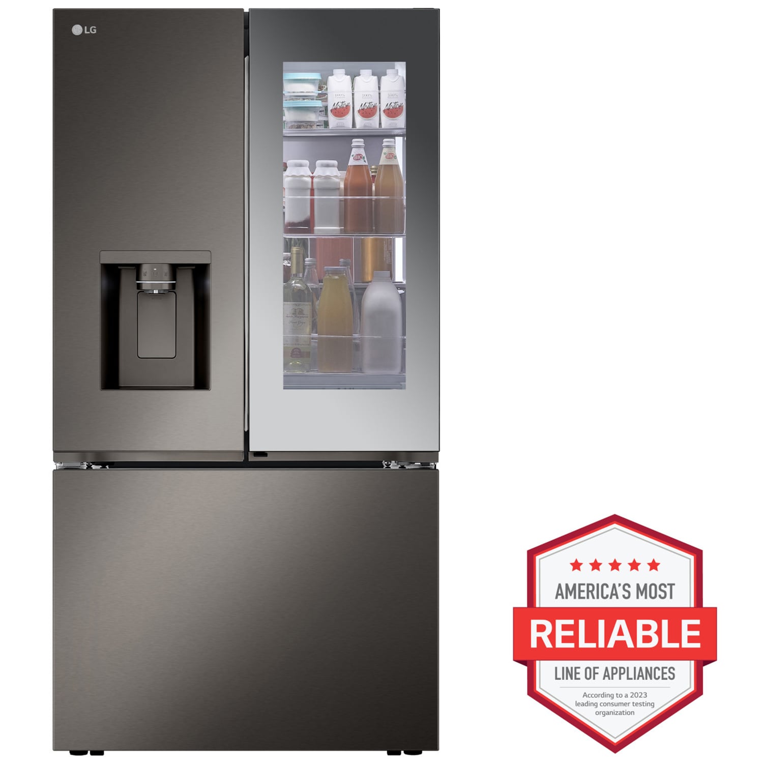 LG InstaView 36 in. 25.5 cu. ft. Smart Counter Depth French Door Refrigerator with Ice & Water Dispenser - PrintProof Black Stainless Steel, PrintProof Black Stainless Steel, hires