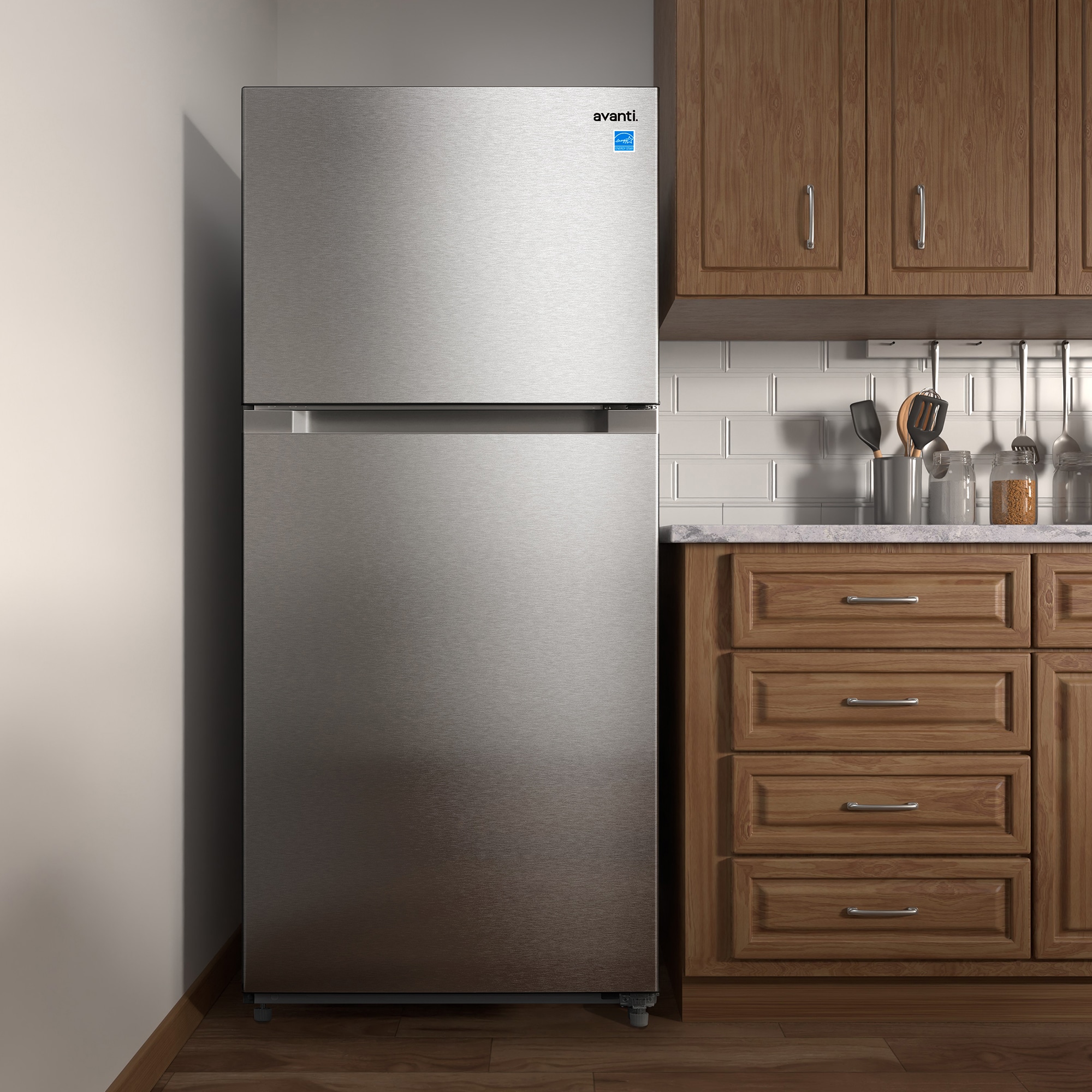 Avanti 28 in. 14.2 cu. ft. Counter Depth Top Freezer Refrigerator - Stainless Steel, Stainless Steel, hires