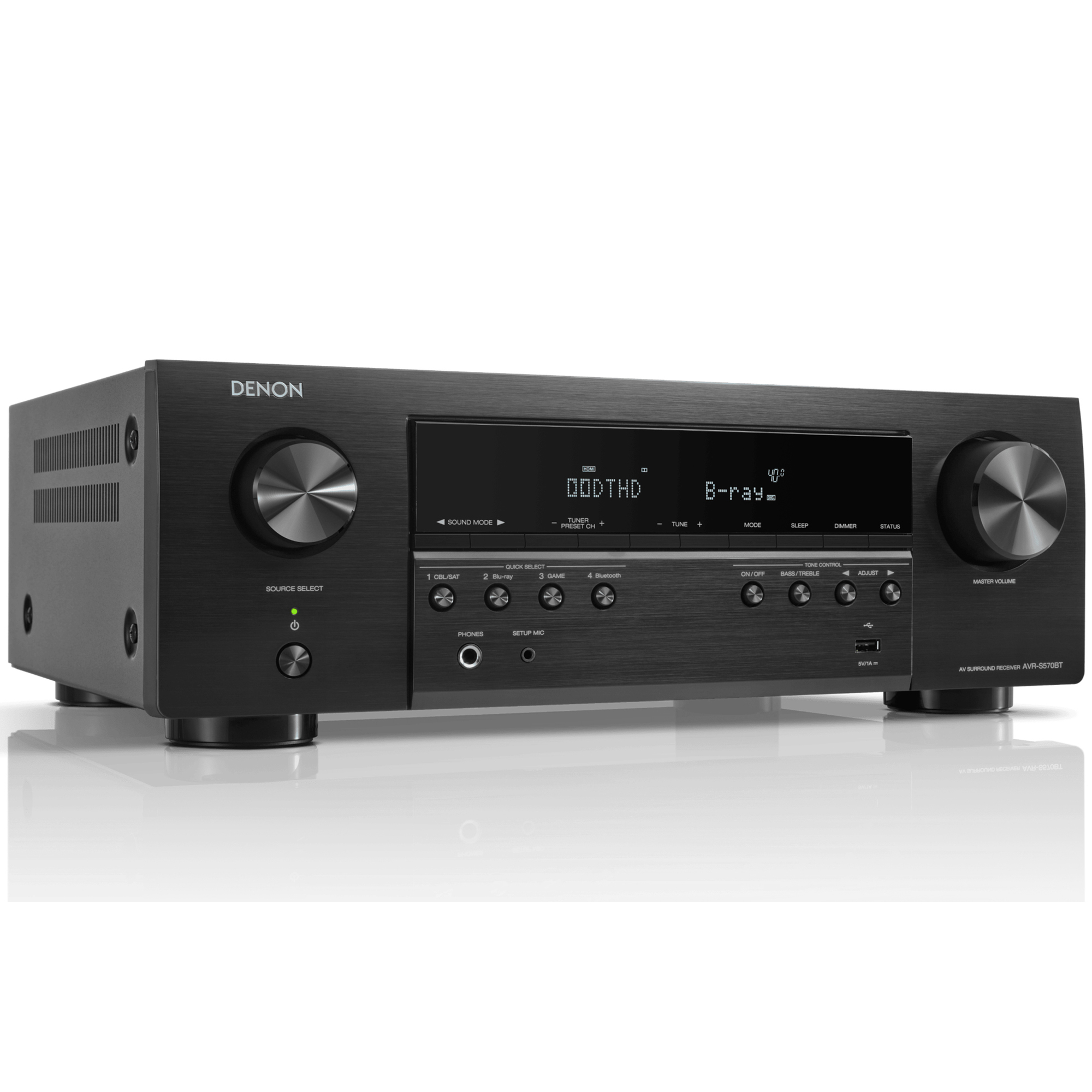 Denon 5.2 Ch. 70W 8K AV Receiver - Black | AVR-S570BT | P.C. Richard & Son