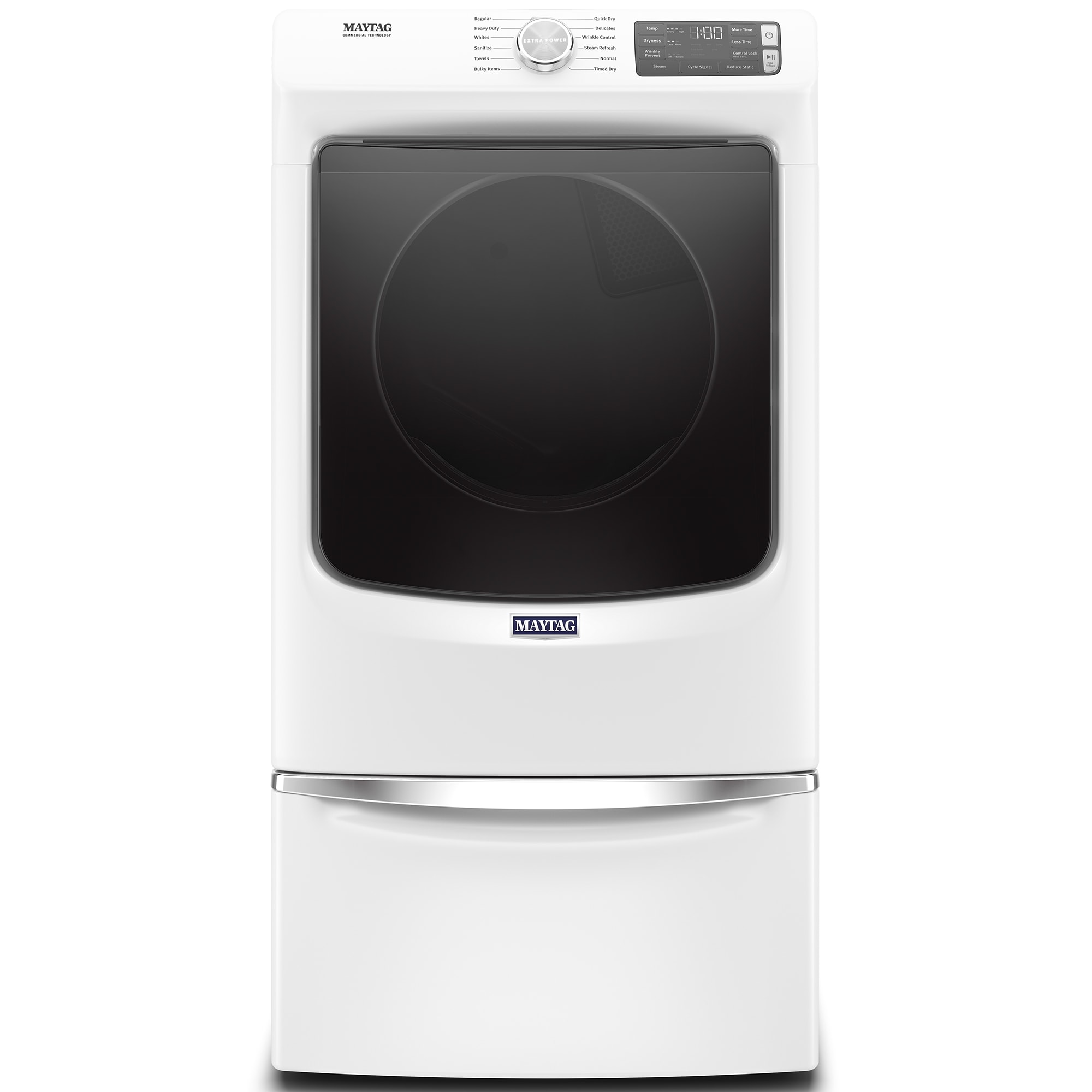 Maytag 27 in. 7.3 cu. ft. Stackable Gas Dryer with Extra Power, Sanitize, Steam & Quick Dry Cycle - White, White, hires