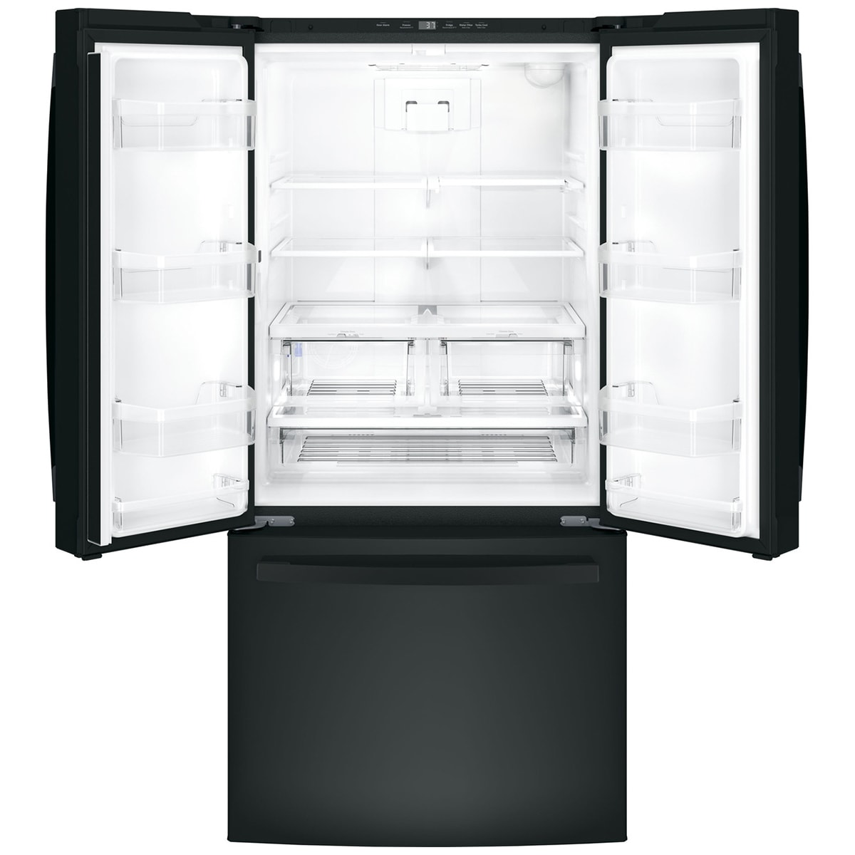 GE 33 in. 24.7 cu. ft. French Door Refrigerator with Internal Water Dispenser - Black on Black, Black on Black, hires