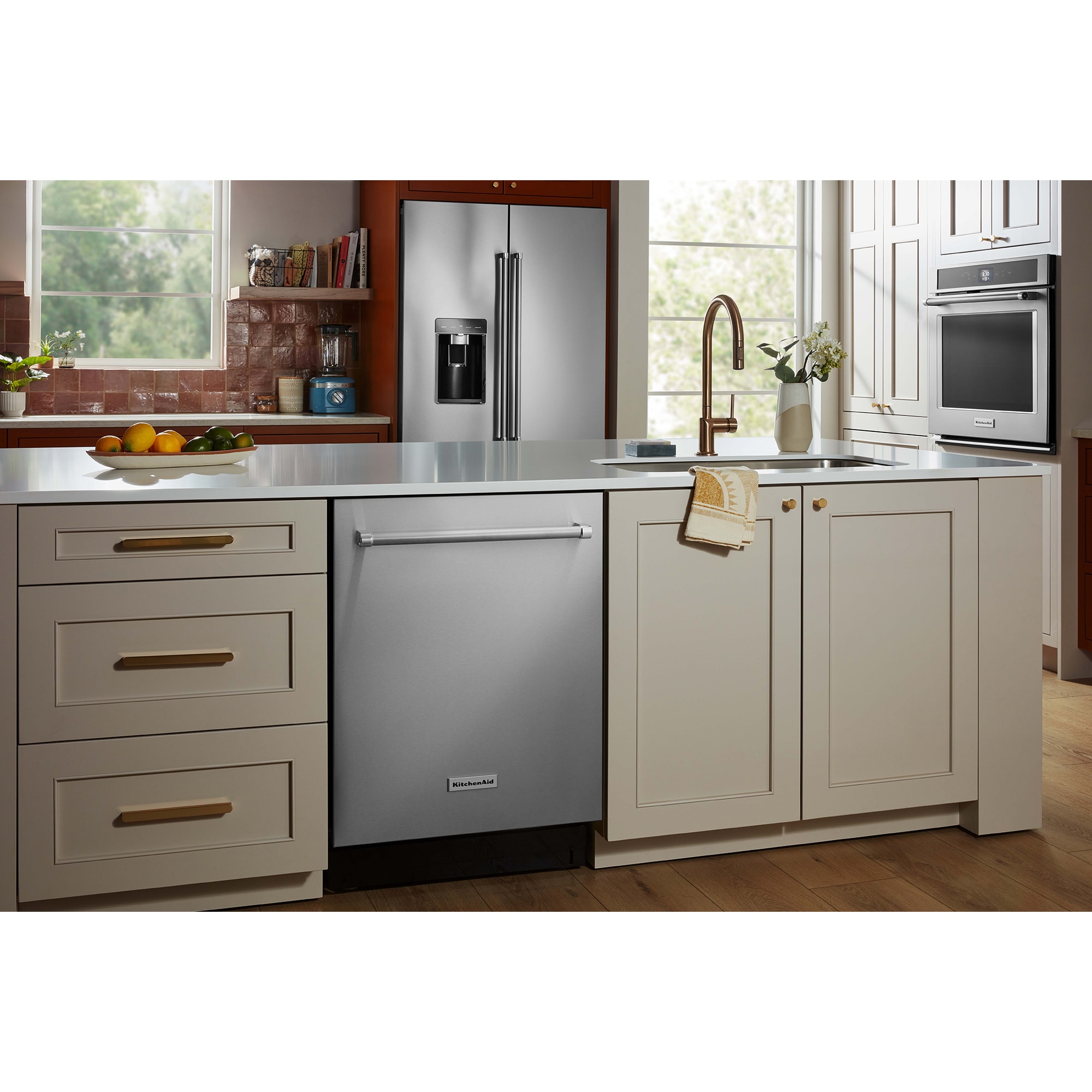 KitchenAid 24 in. Top Control Flush-Mount Dishwasher with 39 dBa Sound Level & 3rd-Rack - Stainless Steel with PrintShield Finish, Stainless Steel with PrintShield Finish, hires