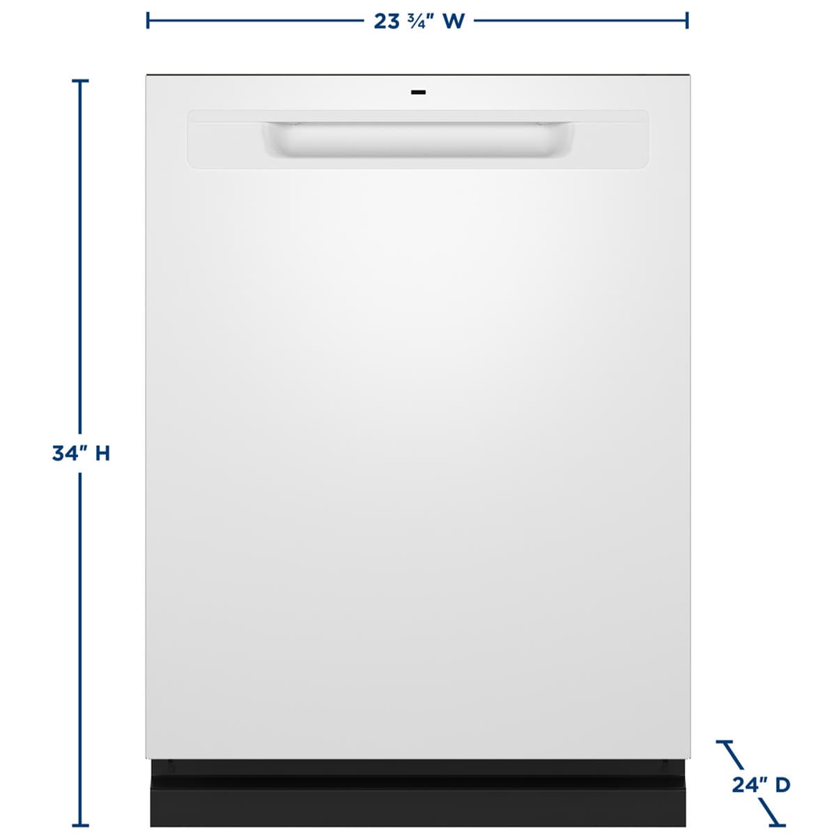 GE 24 in. Top Control Flush-Mount Dishwasher with 45 dBa Sound Level, 3rd-Rack, Dry Boost & Pocket Handle - White, White, hires