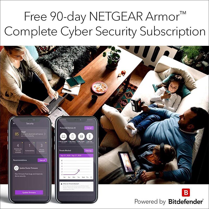 Netgear Nighthawk DOCSIS 3.1 2.7Gbps 2-in-1 Cable Modem + WiFi 6 Router with 90 days of Netgear Armor included, , hires