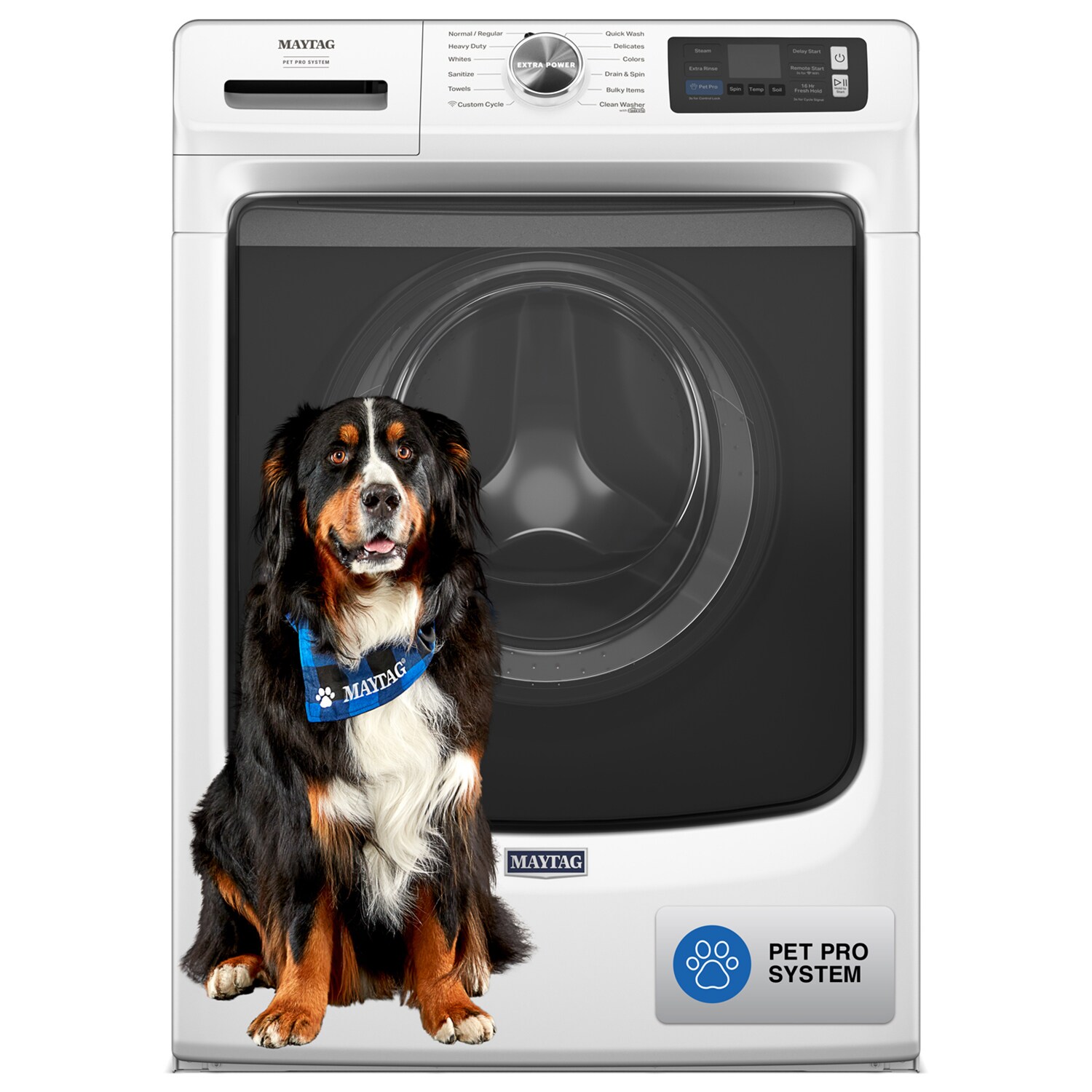 Maytag Pet Pro 27 in. 5.0 cu. ft. Smart Stackable Front Load Washer with Sanitize & Steam Cycle - White, White, hires