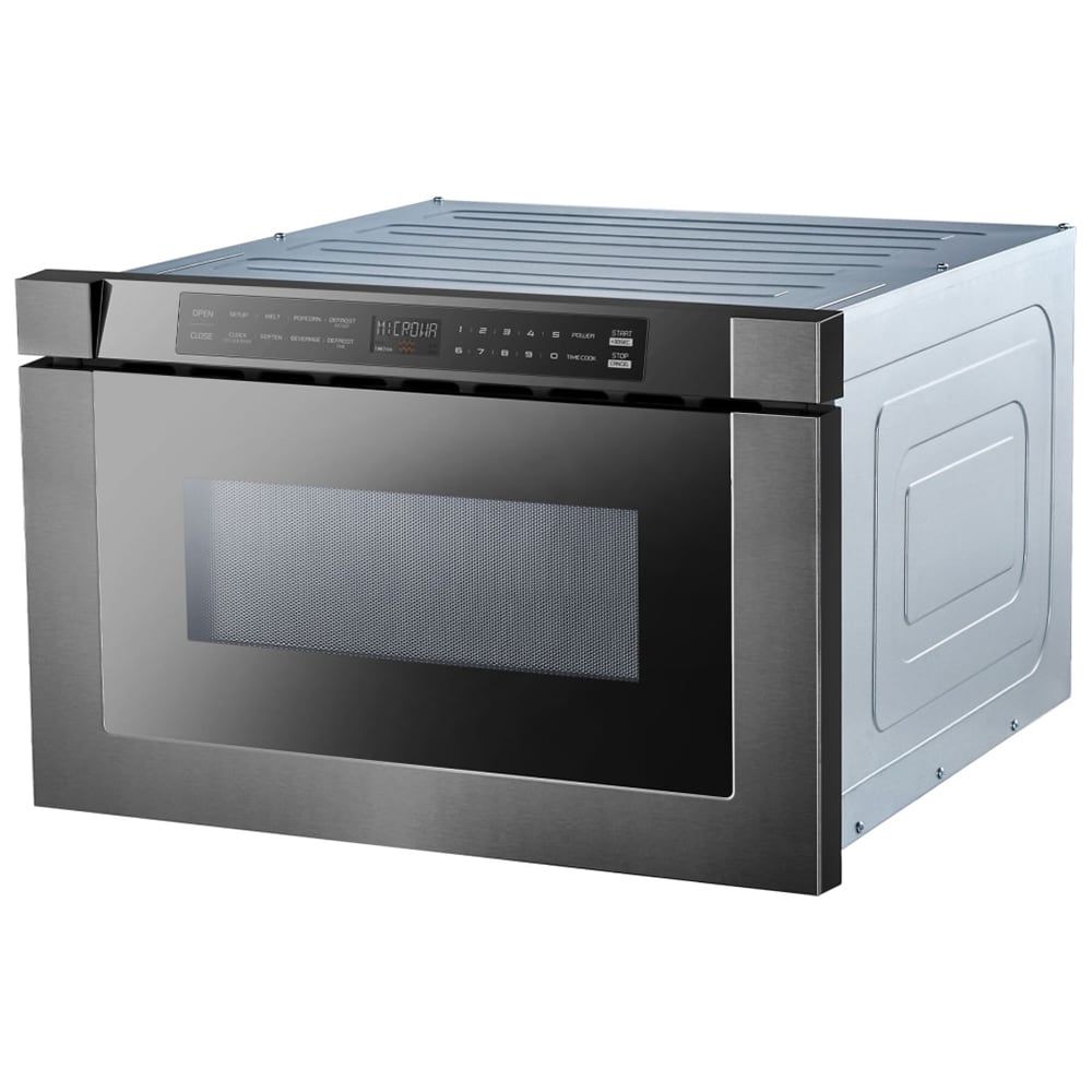 XO 24 in. 1.2 cu. ft. 1000W Drawer Microwave with Sensor Cooking - Black Stainless, Black Stainless, hires