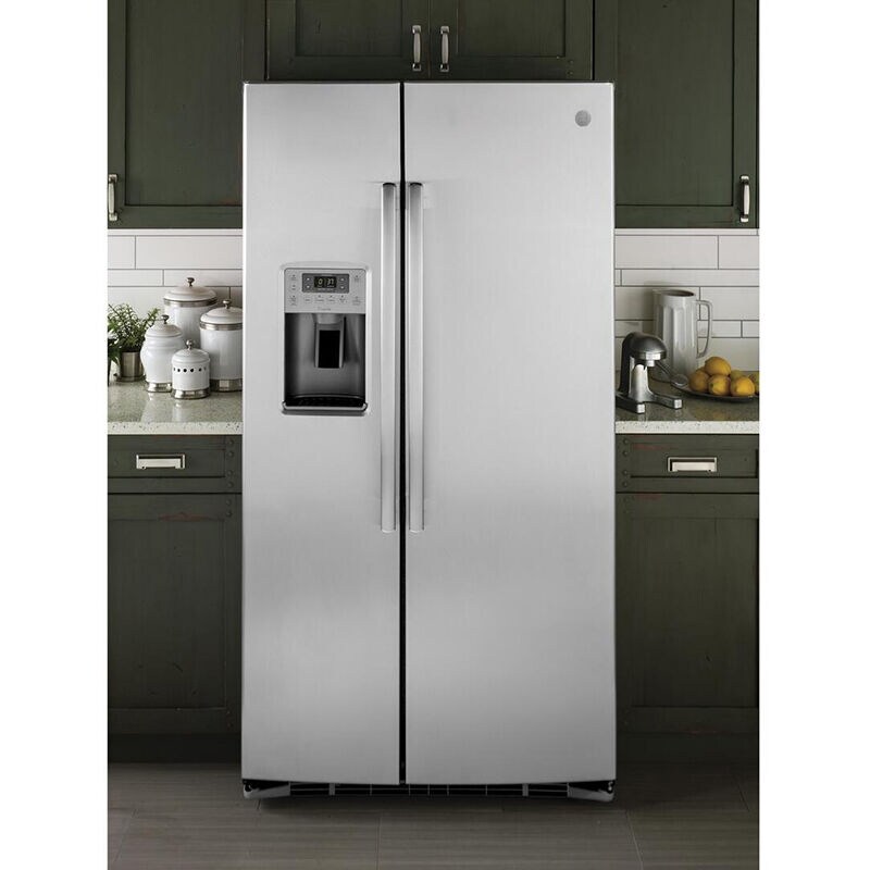 GE Profile 36 in. 25.3 cu. ft. Side by Side Refrigerator with Ice & Water Dispenser - Fingerprint Resistant Stainless, , hires