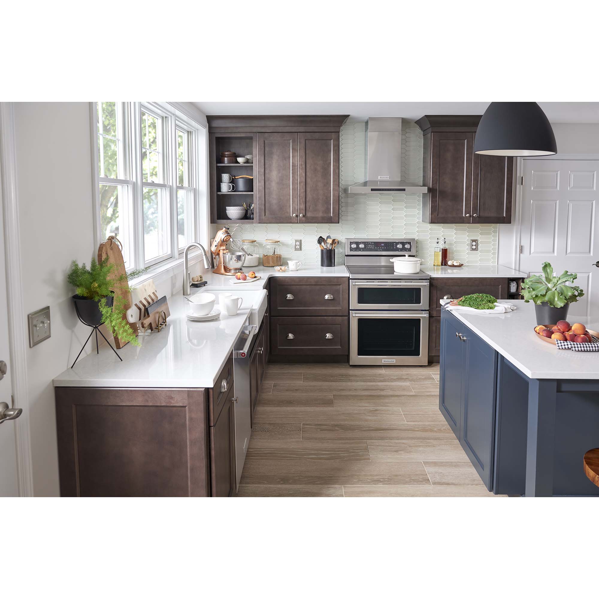 KitchenAid 30 in. Convertible Chimney Style Range Hood with 585 CFM, 3 Fan Speeds , 2 LED & 1 Halogen Lights - Stainless Steel, , hires