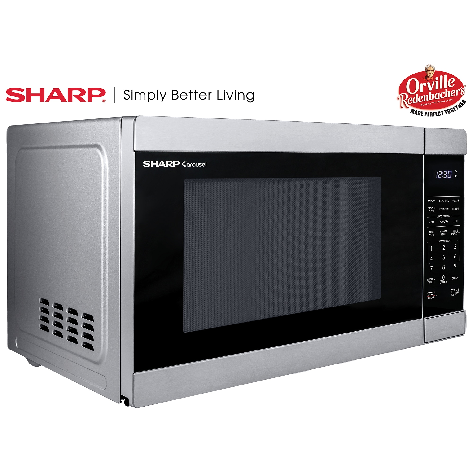 Sharp 21 in. 1.1 cu. ft. 1000W Countertop Microwave - Stainless Steel, , hires