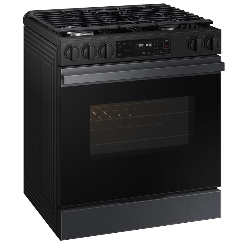 Samsung Bespoke 30 in. 6 cu. ft. Smart Slide-In Gas Range with 5 Sealed Burners - Matte Black Steel, Matte Black Steel, hires