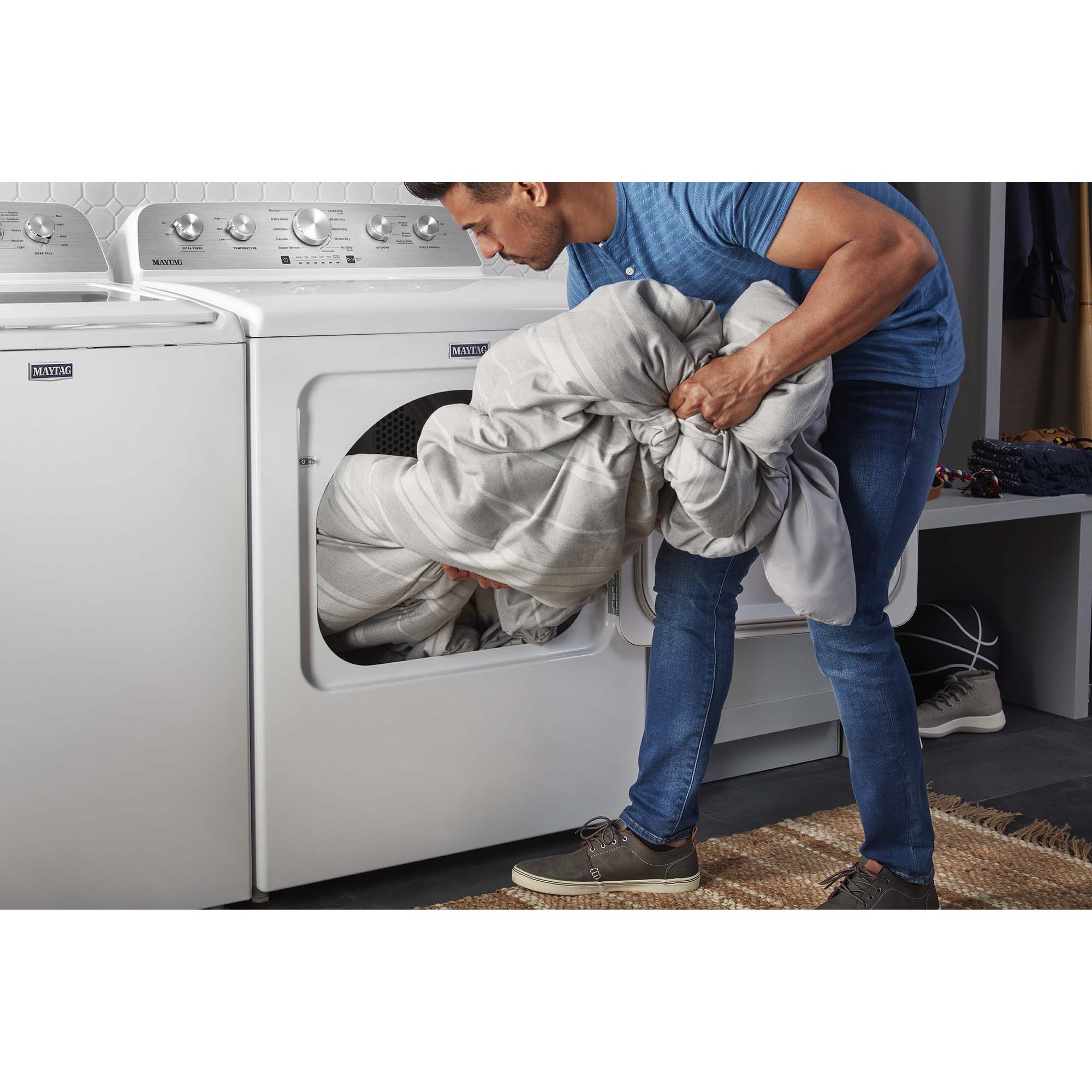 Maytag 29 in. 7.0 cu. ft. Electric Dryer with 10 Dryer Programs, 4 Dry Options & Wrinkle Care - White, White, hires