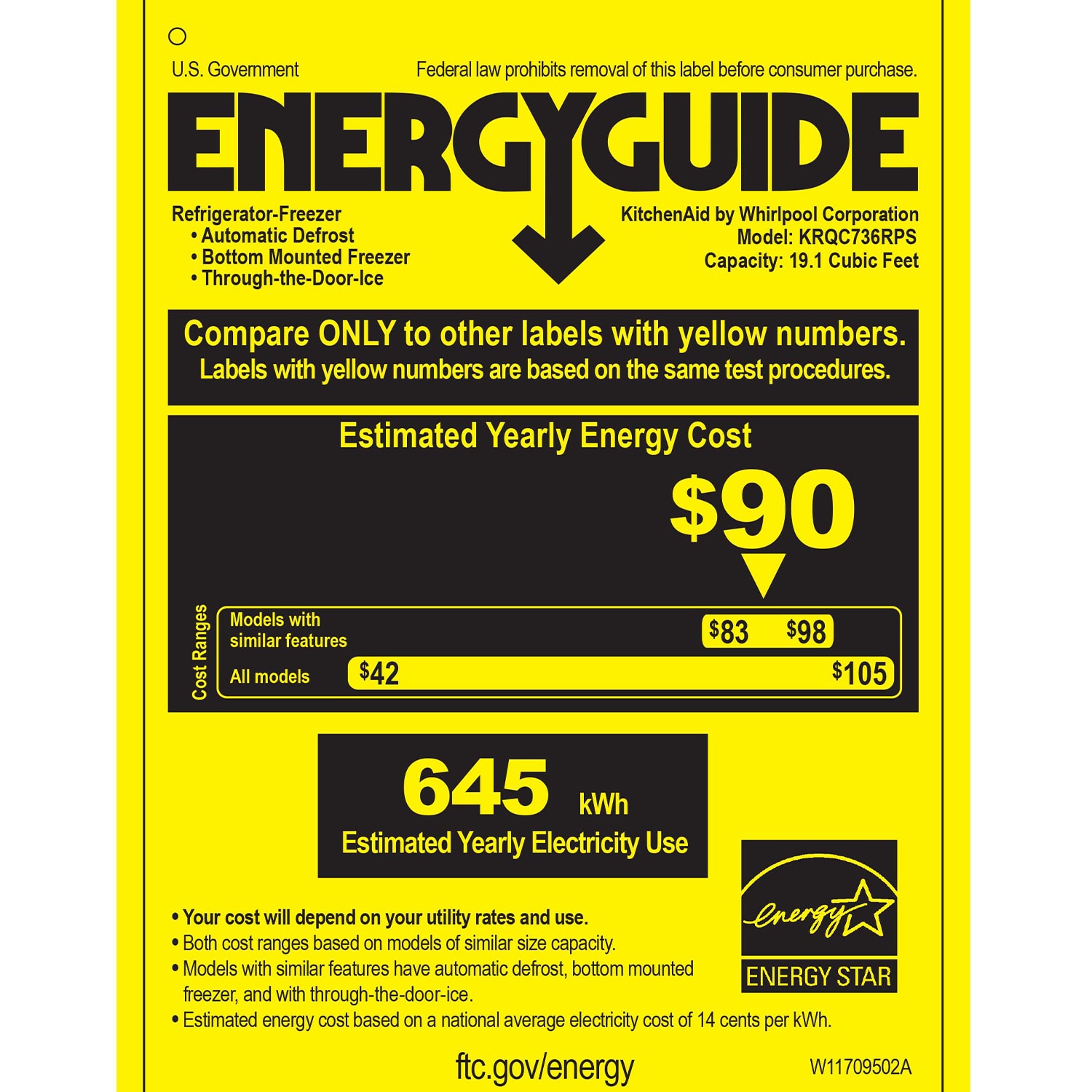 KitchenAid 36 in. 19.1 cu. ft. Counter Depth 4-Door French Door Refrigerator with Ice & Water Dispenser - Fingerprint Resistant Stainless, , hires