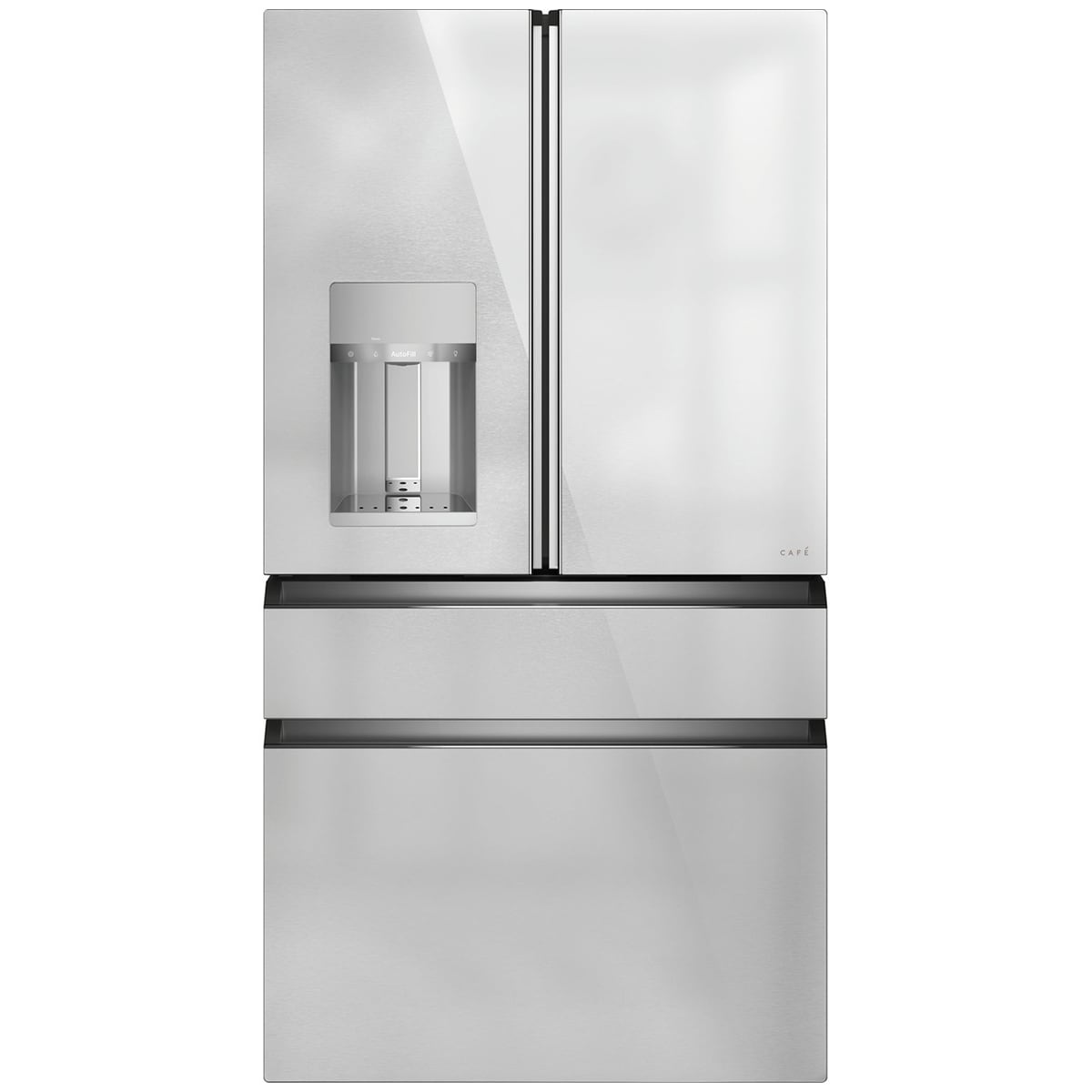 Cafe 36 in. 22.3 cu. ft. Smart Counter Depth 4-Door French Door Refrigerator with Ice & Water Dispenser - Platinum Glass, Platinum Glass, hires