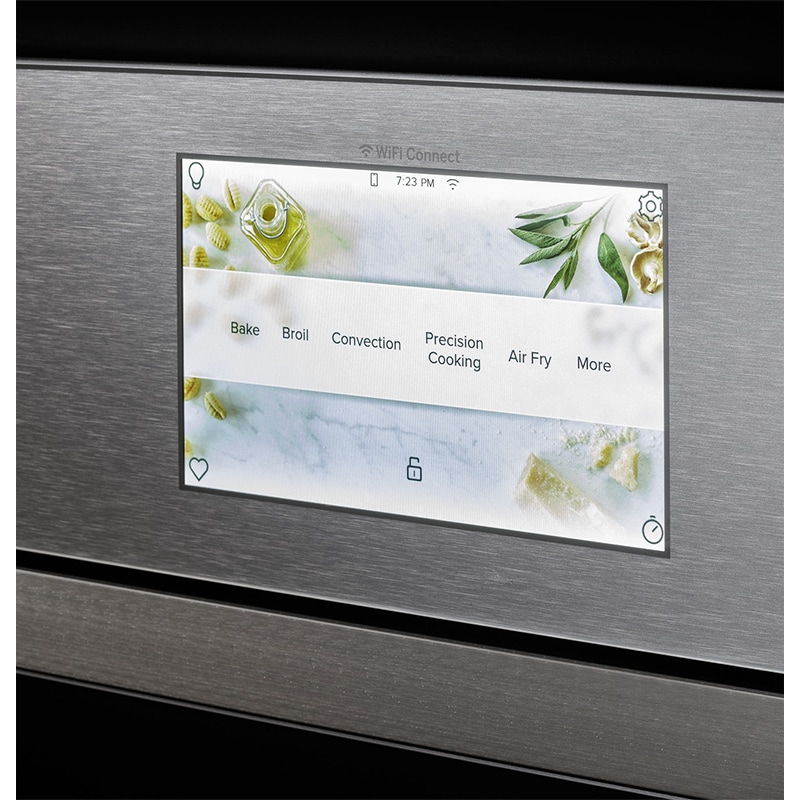 Cafe Minimal Series 30 in. 10 cu. ft. Smart Top Control Electric Double Wall Oven with True European Convection - Platinum Glass, Platinum Glass, hires