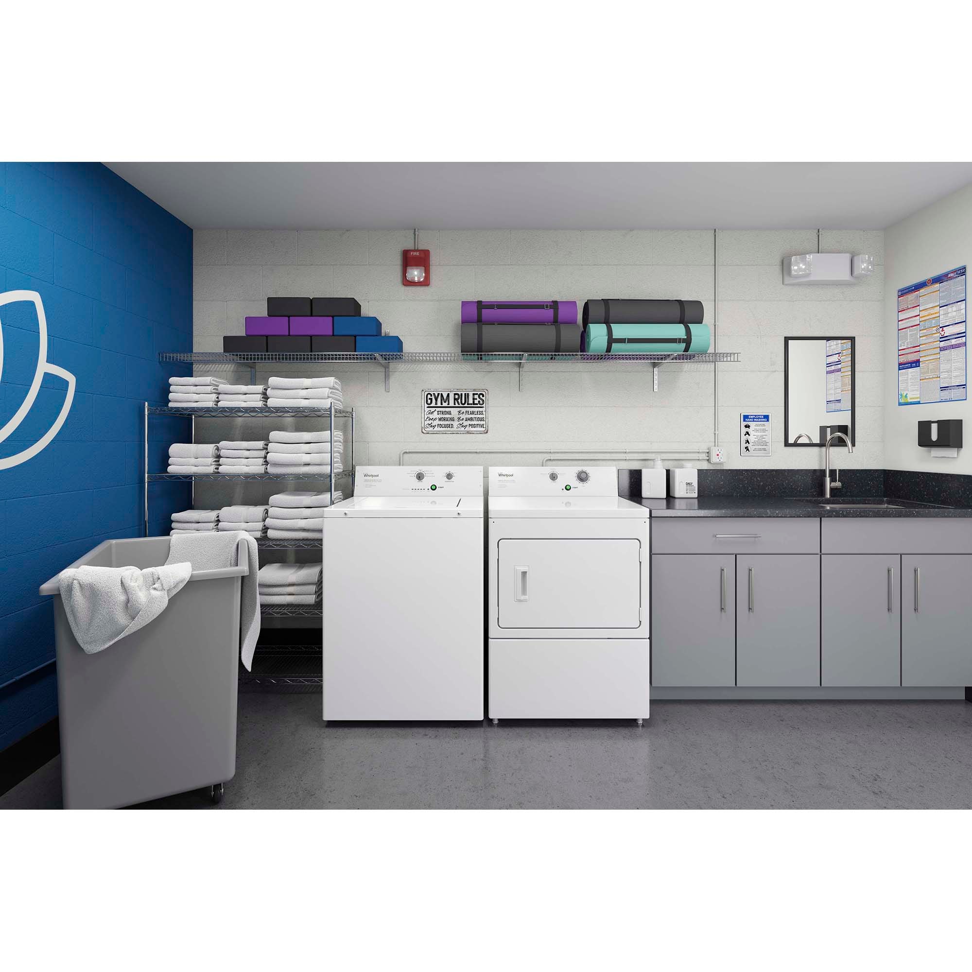 Whirlpool 27 in. 7.4 cu. ft. Non-Coin Commercial Electric Dryer - White, , hires