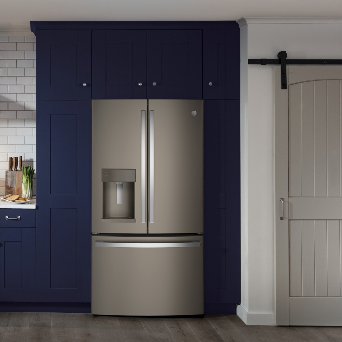 GE 36 in. 27.7 cu. ft. French Door Refrigerator with Ice & Water Dispenser - Fingerprint Resistant Slate, Slate, hires