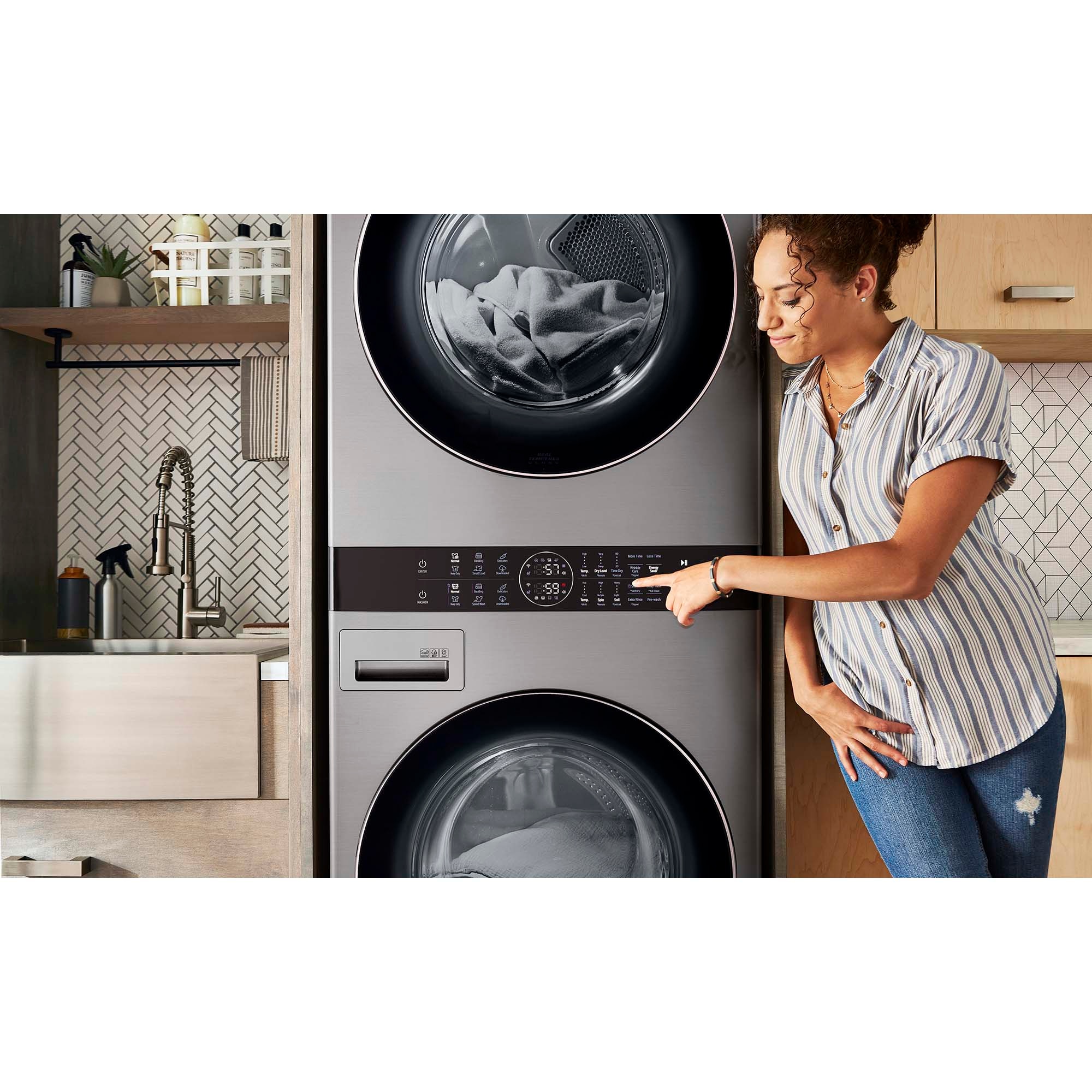 LG 27 in. WashTower with 4.5 cu. ft. Washer with 6 Wash Programs & 7.4 cu. ft. Electric Dryer with 6 Dryer Programs, Sensor Dry & Wrinkle Care - Graphite Steel, Graphite Steel, hires