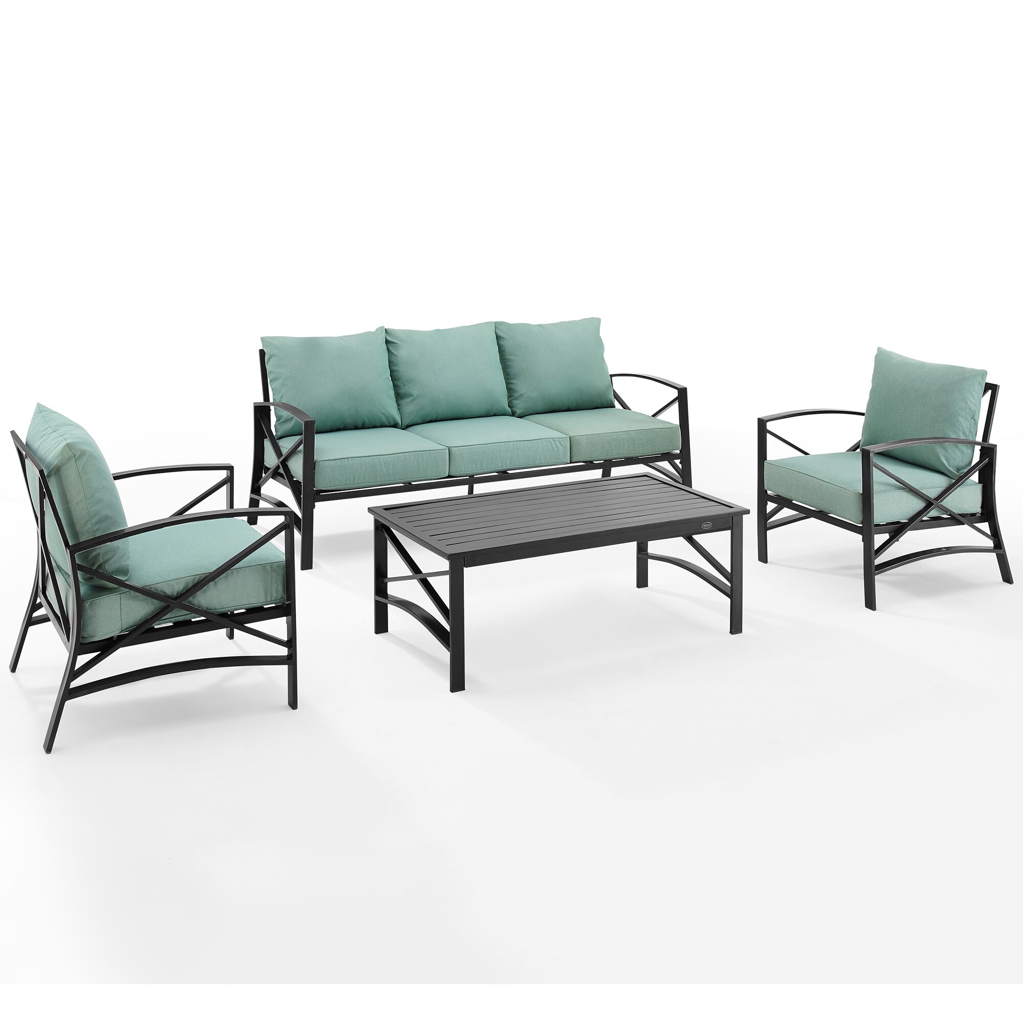 Crosley Kaplan 4-Piece Outdoor Sofa Patio Furniture Set , Oiled Rubbed Bronze with Mist Cushions, , hires