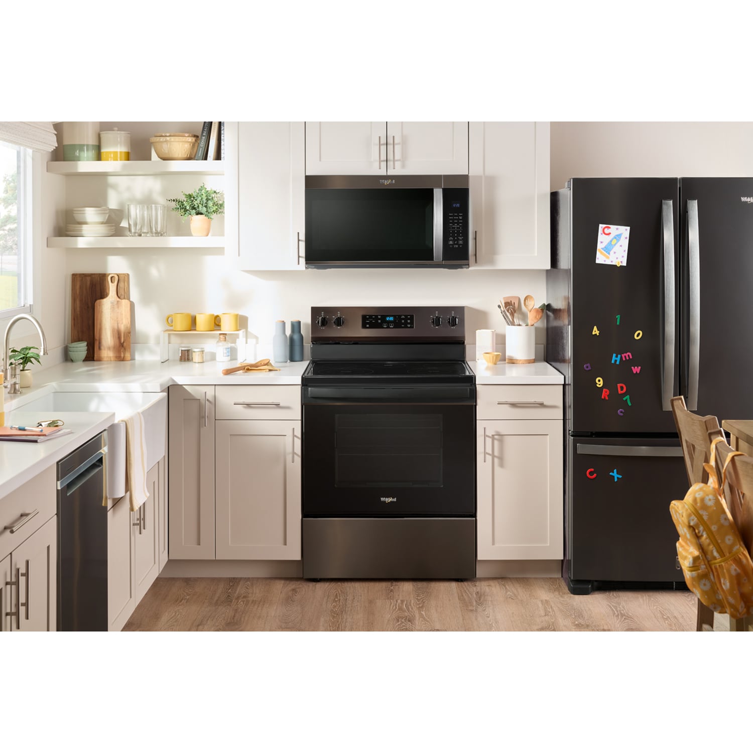 Whirlpool 30 in. 1.9 cu. ft. 1000W Over-the-Range Microwave with 300 CFM & Sensor Cooking - Black Stainless Steel, Black Stainless Steel, hires
