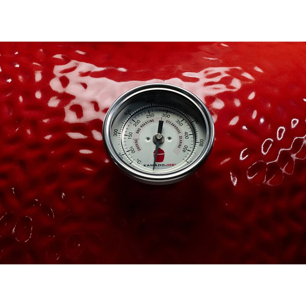 Kamado Joe Big Joe Series III 24 in. Single Rack Charcoal Smoker with Built-In Thermometer & Side Table - Red, , hires