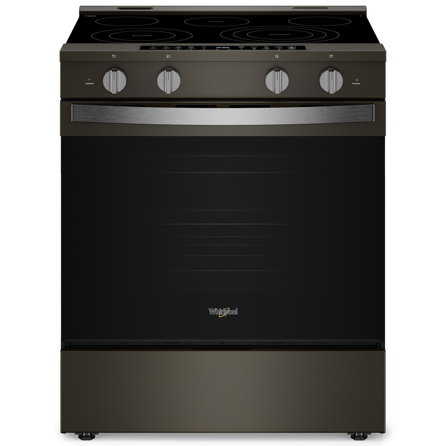 Whirlpool 30 in. 5.3 cu. ft. Smart Air Fry True European Convection Slide-In Electric Range with Radiant Burners - Black with Stainless Steel, Black with Stainless Steel, hires