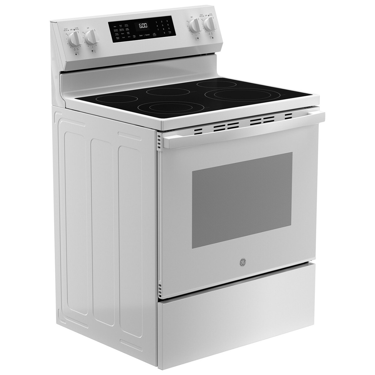 GE 30 in. 5.3 cu. ft. Smart Air Fry Standard Convection Electric Range with Radiant Burners - White, White, hires